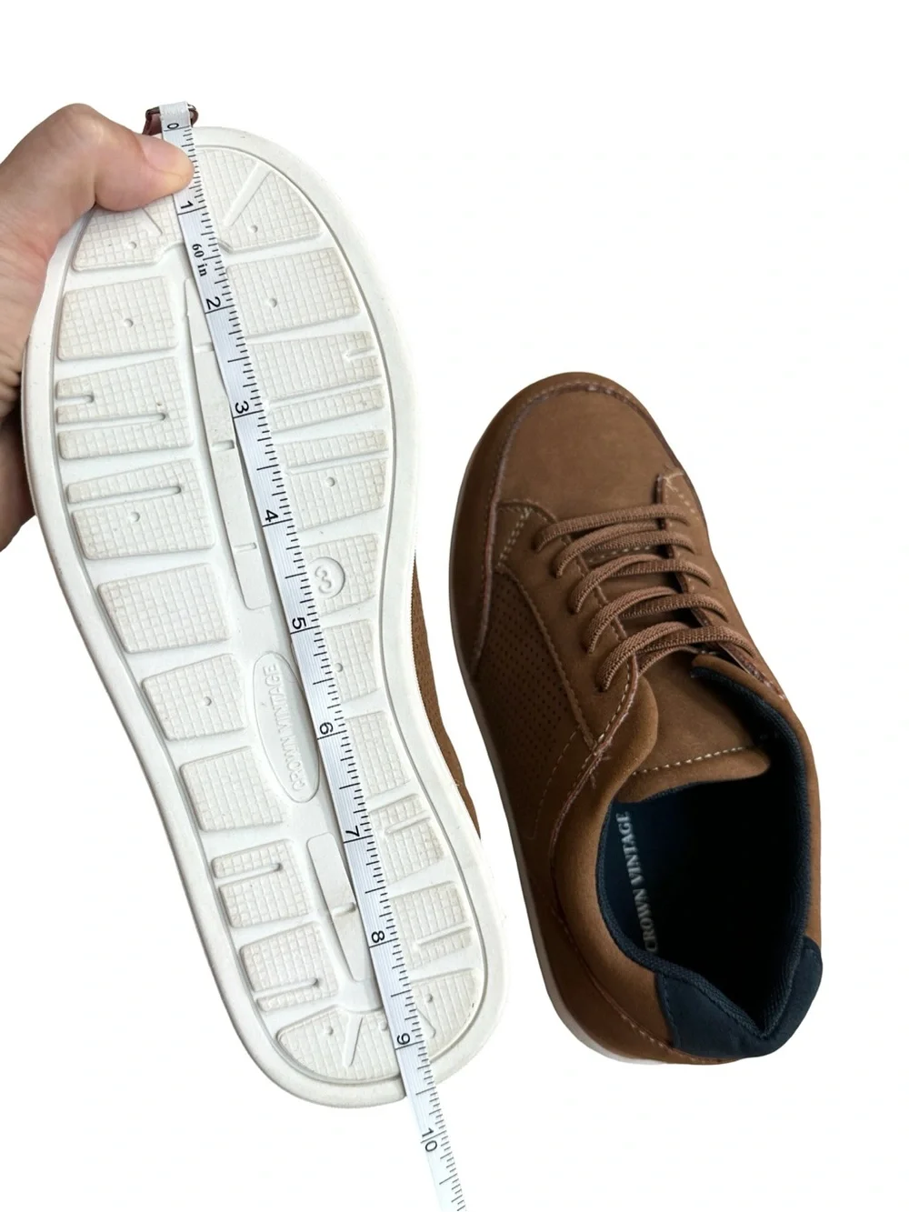 Crown Vintage Flynn Boys’ Cognac Slip-On Sneakers Size 3 NIB